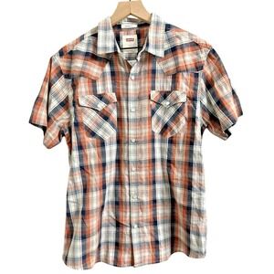 Levi's Men's Medium Western Style Plaid Pattern Snap Front Short Sleeve Shirt
